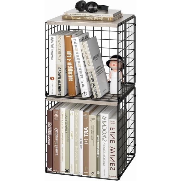 2 Cube Small Bookcase,Bookshelf for Small Spaces Book Shelf,12.2 x 12.2 x 12.2, DIY Variable Stackable Cube Storage for Living Room,Office,Bedroom