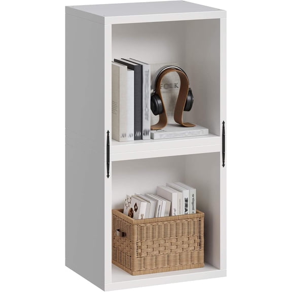 2-Cube Storage Organizer, DIY Book Shelf with Open Shelves, Stackable Cube Bookcase with Anti-Tip De