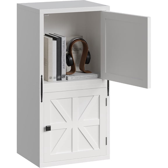 2 Cube Storage Organizer, DIY Bookcase with Doors, White, 15"W x 11.81"D x 30"H, Stackable Cube Shelf, Anti-Tip Design, Modular Cubby for Bedroom, Dorm, Office