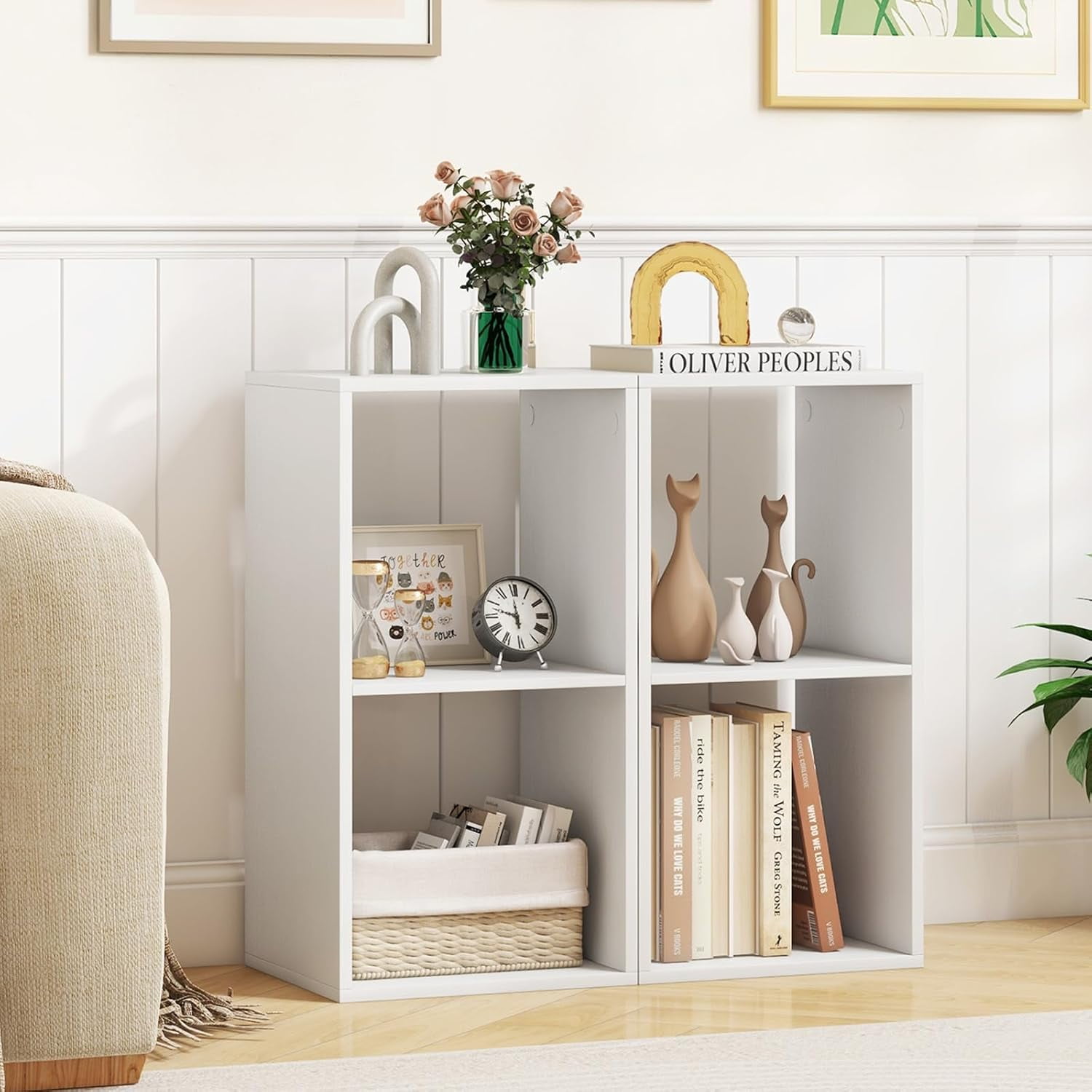 2 Cube Storage Organizer Set of 2, 2 Tier Floor Standing Bookcase ...