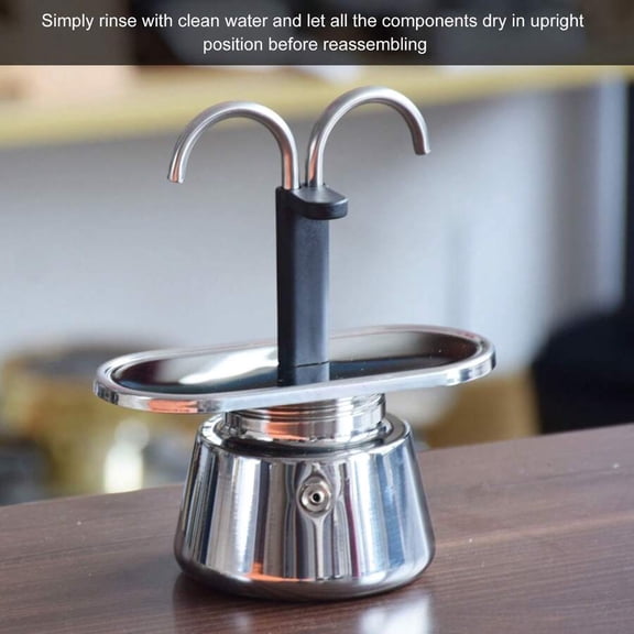 2-Cup 100ml Double-Head Stainless Steel Moka Pot, Italian DIY Coffee Maker With Pourer (100ml)