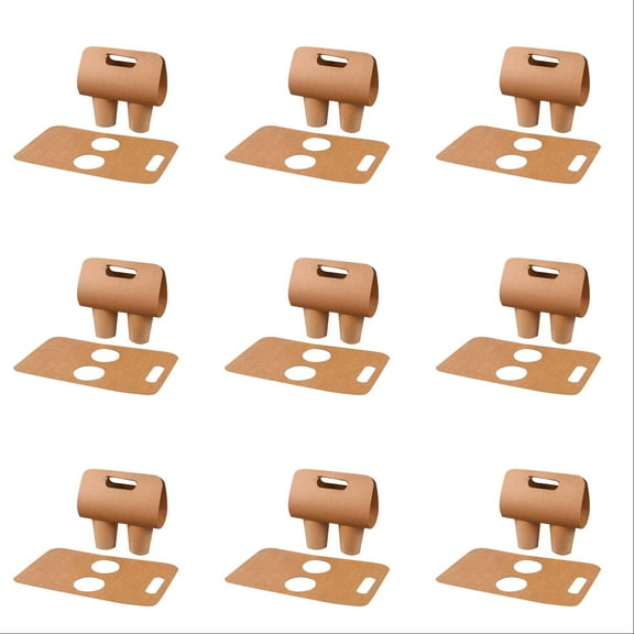 2 Cup Drink Carrier with Handle, 2025 New Disposable Cardboard Coffee Cup Holder Portable Foldable Tray Drink Caddy Cup Carriers to go Cup Holder Food Delivery Accessories for Hot/Cold Drinks