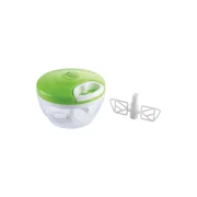 2-Cup Manual Mini Food Processor   500ml Pull-Cord Chopper with 3 Stainless Steel Blades & Bonus Mixer Blade, BPA-Free & Dishwasher Safe