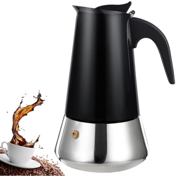 2 Cup Stovetop Espresso Maker Stainless Steel Moka Pot Stove Top Percolator Italian Coffee Makers Capable Mocha Greca Machine Cafe Classic Induction Cookers for Home and Camping 100ml 3.3oz