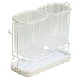 thumbnail image 1 of 2 Cups Tooth Brushing Holder, Loetky Bathroom Organizers With Detachable Drain Tray For Toothpaste, Razors, Toothbrush, Storage Caddy Countertop, Kitchen Utensil Holder, A Drainer (With Two Cups), 1 of 6