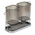 thumbnail image 1 of 2 Cups Tooth Brushing Holder, Loetky Bathroom Organizers With Detachable Drain Tray For Toothpaste, Razors, Toothbrush, Storage Caddy Countertop, Kitchen Utensil Holder, A Drainer (With Two Cups), 1 of 6