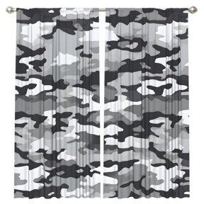2 Curtains 52x84in Anti-Wrinkle Durable Rod Design For Easy Installation For Living Room Bedroom Dormitory Office Terrace Vector Camouflage Pattern Gray_1