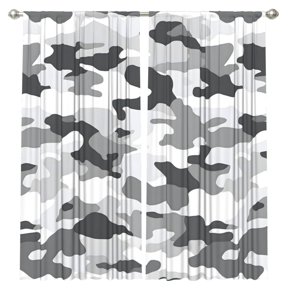 2 Curtains 52x84in Anti-Wrinkle Durable Rod Design For Easy Installation For Living Room Bedroom Dormitory Office Terrace Vector Camouflage Pattern Gray_2