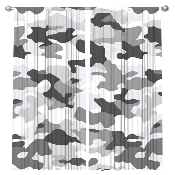 2 Curtains 52x84in Anti-Wrinkle Durable Rod Design For Easy Installation For Living Room Bedroom Dormitory Office Terrace Vector Camouflage Pattern Gray_2