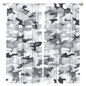 2 Curtains 52x84in Anti-Wrinkle Durable Rod Design For Easy Installation For Living Room Bedroom Dormitory Office Terrace Vector Camouflage Pattern Gray_3
