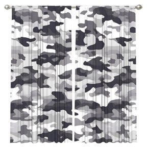 2 Curtains 52x84in Anti-Wrinkle Durable Rod Design For Easy Installation For Living Room Bedroom Dormitory Office Terrace Vector Camouflage Pattern Gray_4