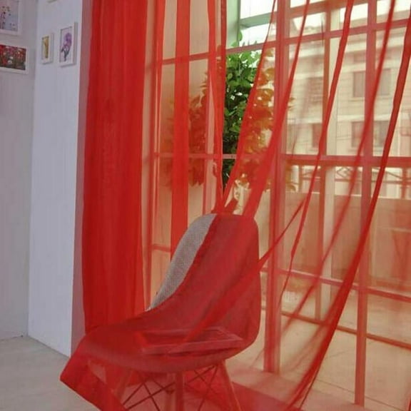 2 Curtains Curtain Pcs Panel Pure 2 Window Tulle Scarf Color Rd Sheer Door Drape Home Decor Curtain