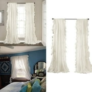 2 Curtains Shabby Chic Modern Farmhouse Solid Color With Cascading Ruffle Border Pocket Light Filtering Window Curtain Panel White Curtain