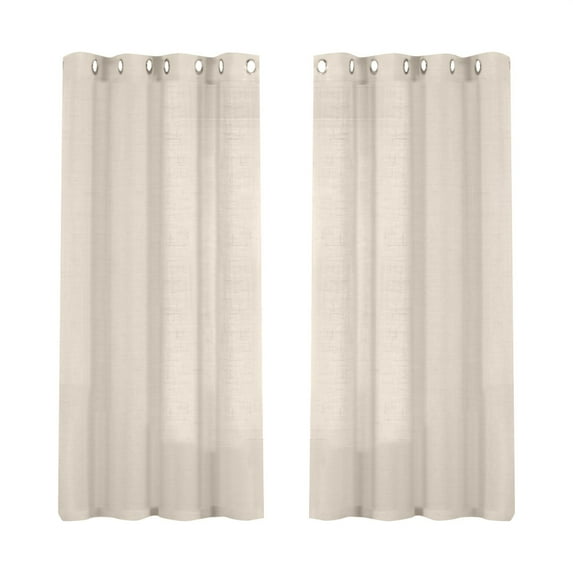 2 Curtains Linen Sheer Curtains 63 Inch Length Semi Sheer Curtains Silver Linen Curtain Panels for Living Room/Bedroom Light Filtering Curtains 2 Panels