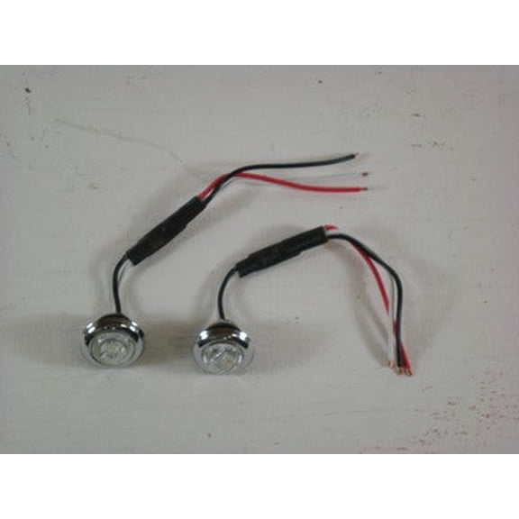 (2) Custom Mini 3/4" Round Amber 3 LED Park Marker Turn Signal Lights / Clear