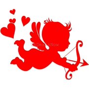 2 Cute Cupid Vinyl Decal Car Window Stickers Valentine Love RED