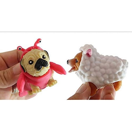 2 Cute Dog in Costumes - Doggy Lover Sensory Fidget Toy Weighted Removable Costume Doll (Random Costume)