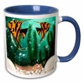 thumbnail image 1 of 3drose, 2 Cute Fish with Bubbles in Aquarium, 15oz Two-tone Blue Mug, 1 of 6