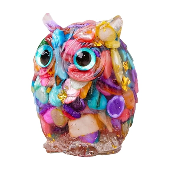 2" Cute Mini Natural Owl Carving, Rainbow Shell Owl Statue Carved, Gemstone Birds Figurine Decor, Healing Animals Home Decor, Gifts For Friends