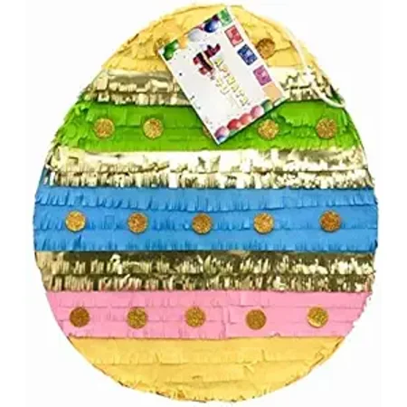 2- D Easter Egg Pinata with Gold Glitter Accents Easter Theme Party Pinata Easter Gender Reveal Party
