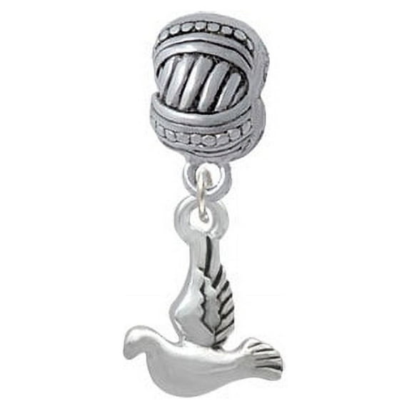 2-D Small Dove - Large Rope with Cross Beads Charm Bead