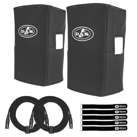 (2) DAS Action-s118A Padded Black Protective Speaker Covers with Cables Package