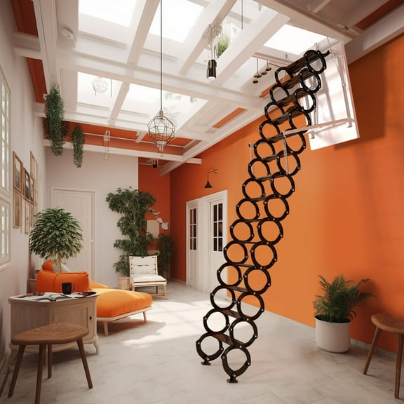 2-DAY Extension Ladder Upgraded 11 Steps 3m Loft Wall Folding Pulldown Attic Ceiling electric Ladder 39.4*27.6"