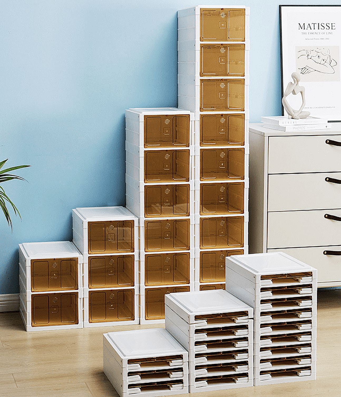 2DAY Shoes Box Installationfree Organizer Containers Drawer with Lids