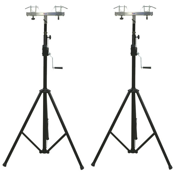 (2) DJ Pro Lighting 10 Foot Crank Light Stand & (2) Square Truss T-Bar Adapter