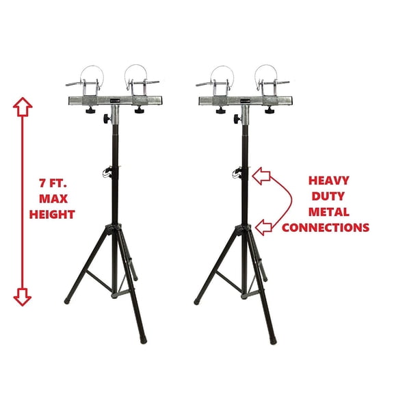(2) DJ Pro Lighting 7 Foot Tripod Light Stand & (2) Square Truss T-Bar Adapter