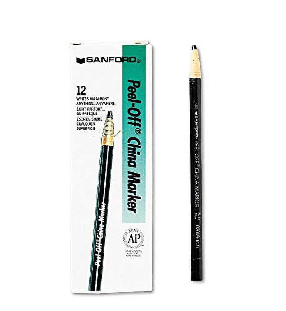 2 DOZEN Sanford Sharpie Peel-Off China Marker Grease Pencils Black
