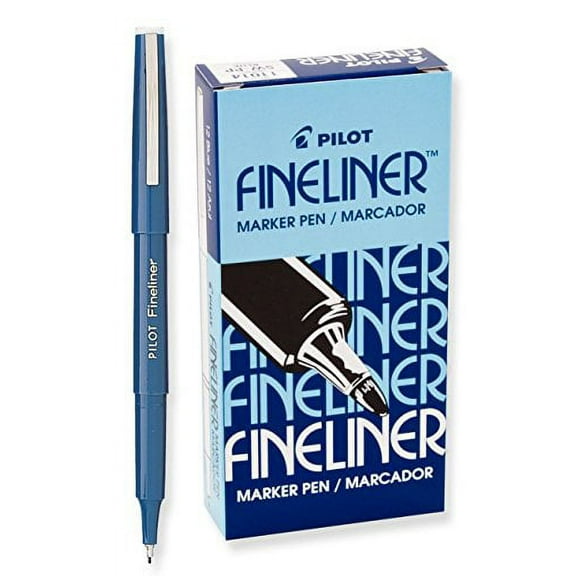 2 DOZEN, Total 24, Pilot Fineliner Marker Pens, Fine Point, Blue Ink (11014)