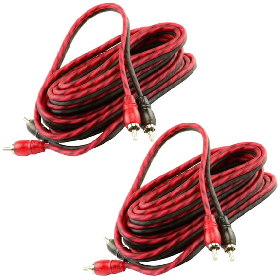 2 DS18 12 Ft 2 Channel RCA Cables Shielded Twisted Interconnect Audio Amp Cables