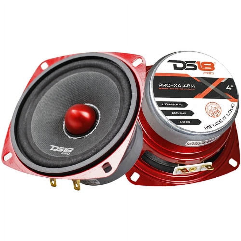 DS18 PRO-X12.4M 12-Inch Midrange Loudspeaker - 900W Max, 4 Ohm, With Bullet Tweeter For Car Audio
