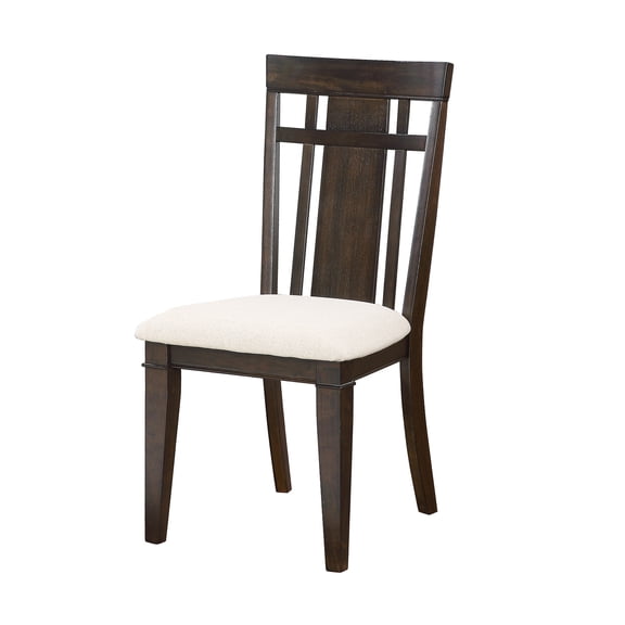 2 Dark Brown Dining Chairs, Beige Seat, Captivating Kitchen Wooden Furnishings Side Chairs Of 2, Classic Room Furniture, 250lbs Weight Capacity