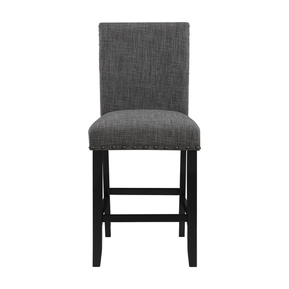 2 Dark Grey Bar Stools, Fabric Seat, Foam Filling, Solid Back, For Casual Use In Dining Room Area, Wipe Clean Gray Stools (2 Units), Area Casual, Padding, Easy