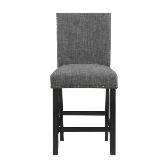 2 Dark Grey Bar Stools, Solid Back, Foam Filling, Fabric Seat, For Casual Dining Room Area Design, Wipe Cleanable Gray Stools ( Of 2), Padding, With Style, Clean Seat