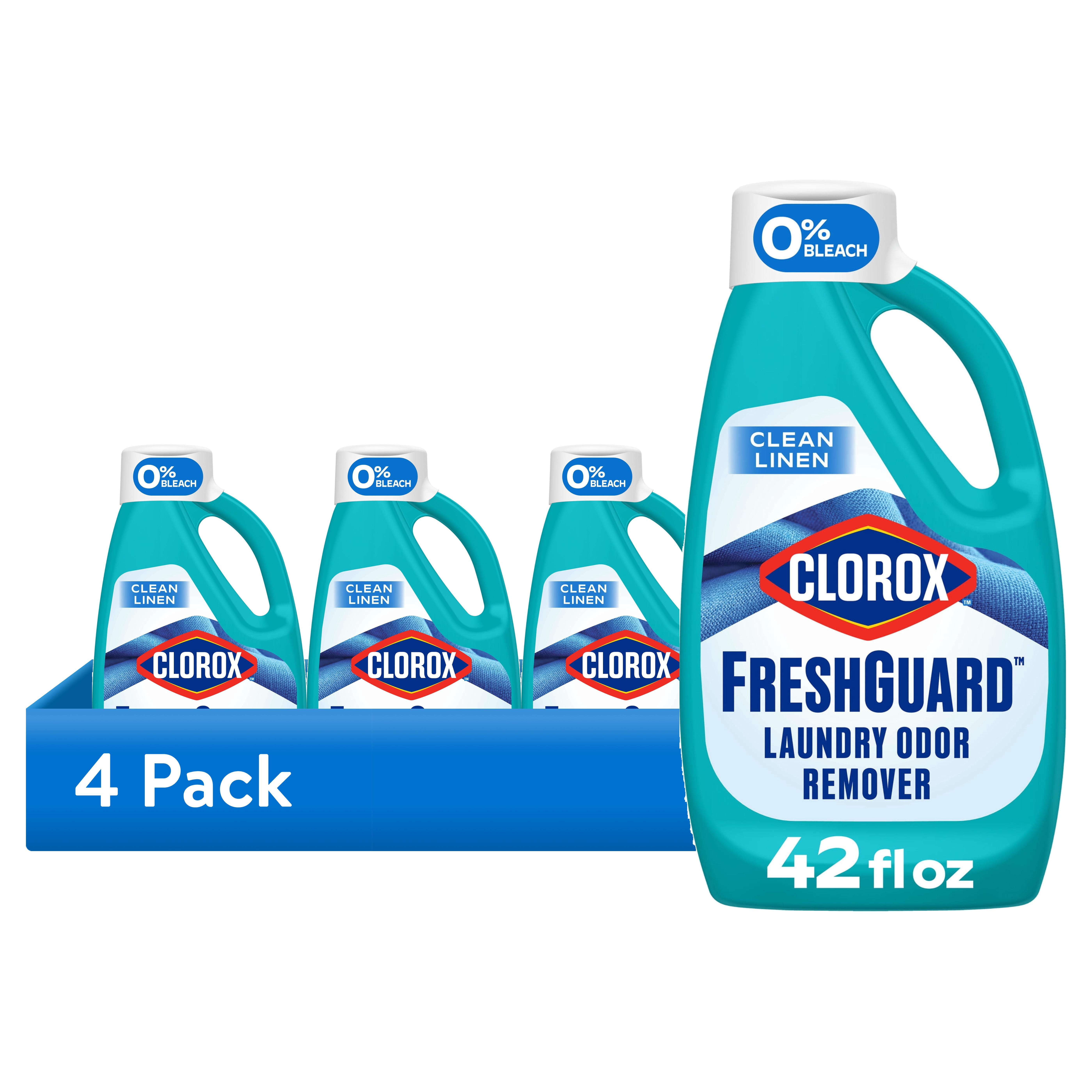 (4 pack) Clorox Fresh Guard Laundry Odor Remover, 0% Bleach, Color Safe, Clean Linen Scent, 42 fl oz