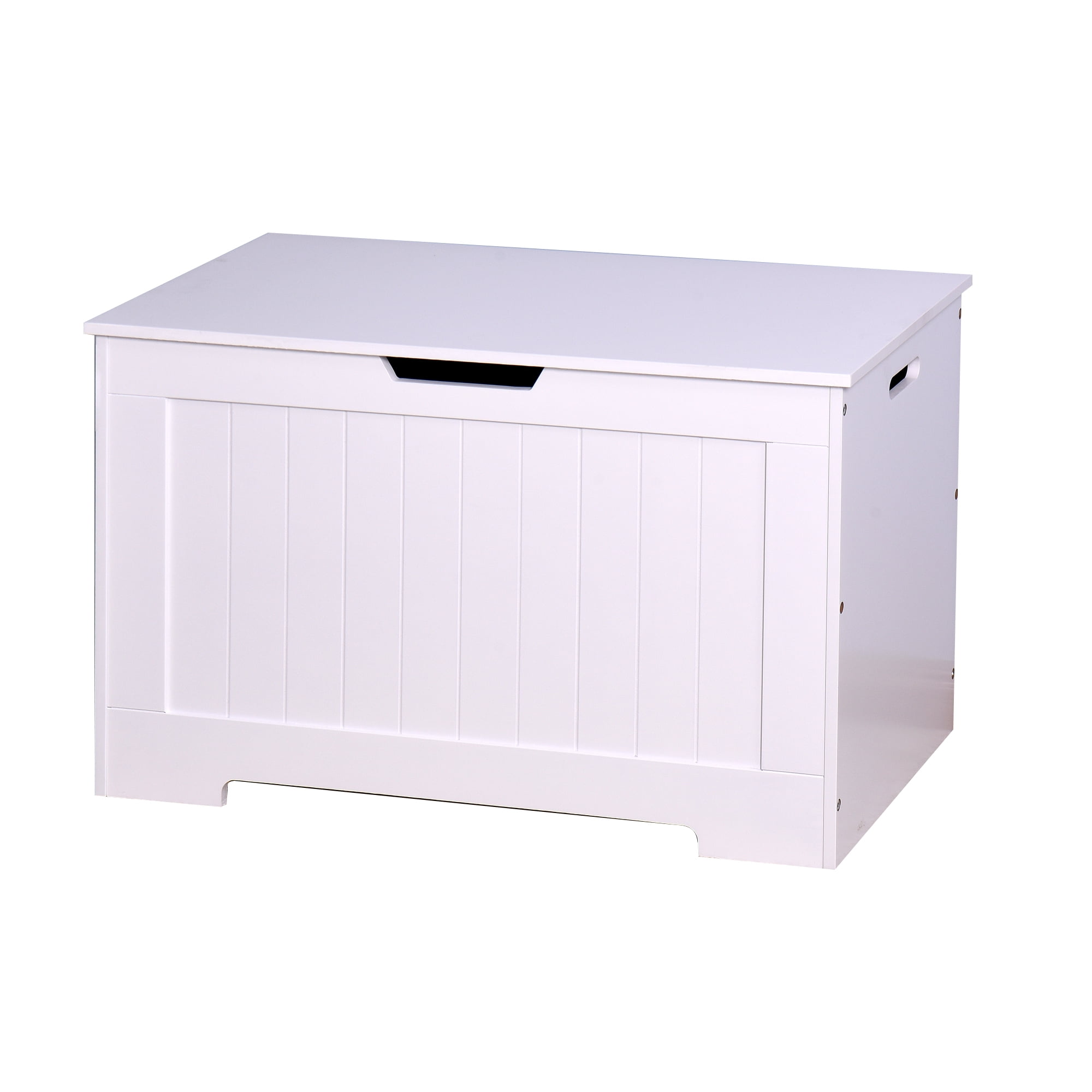 White MDF Lift Top Storage Chest Bench with Safety Hinges