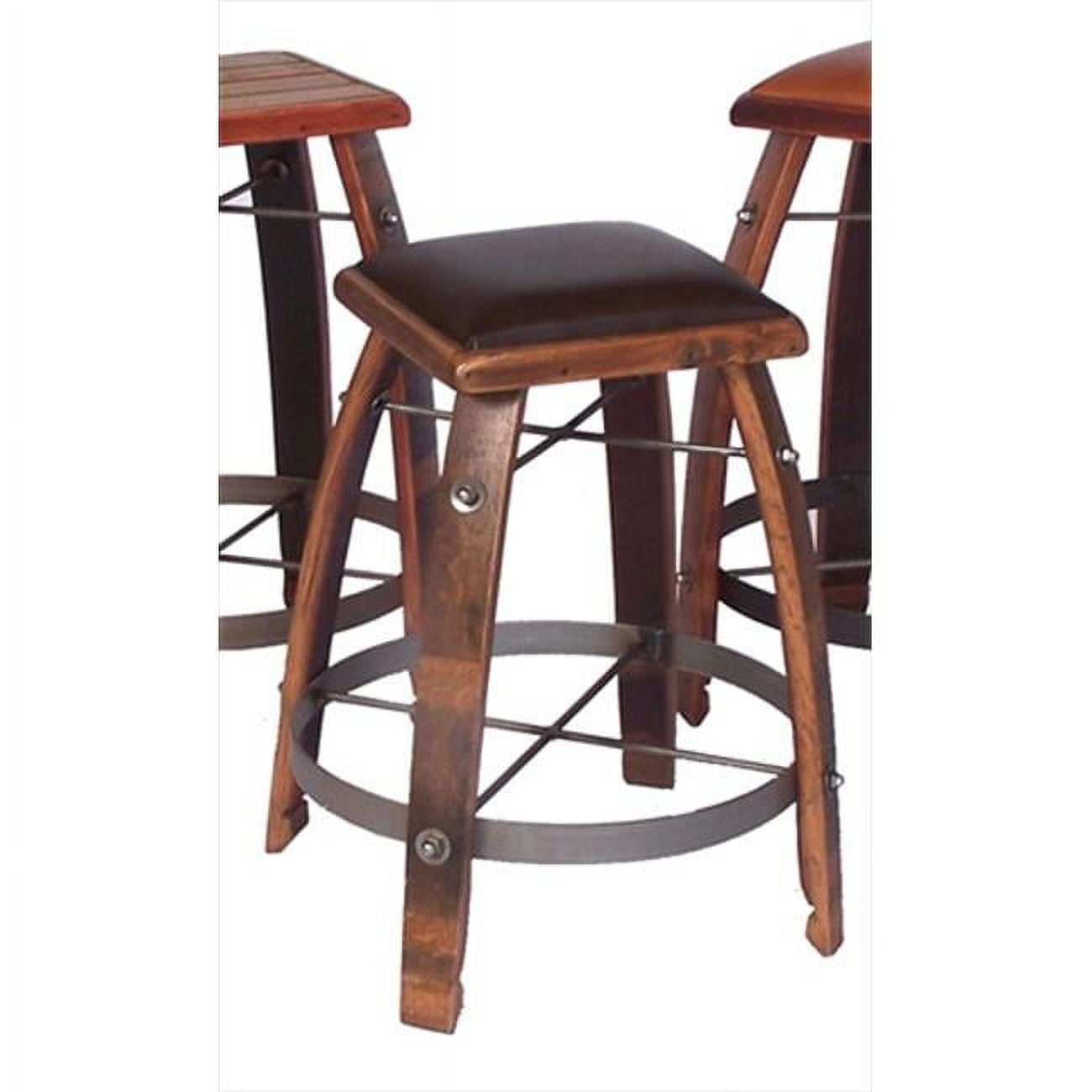 2 Day Designs 818T28 28 inch Wine Barrel Stave Stool with leather seat