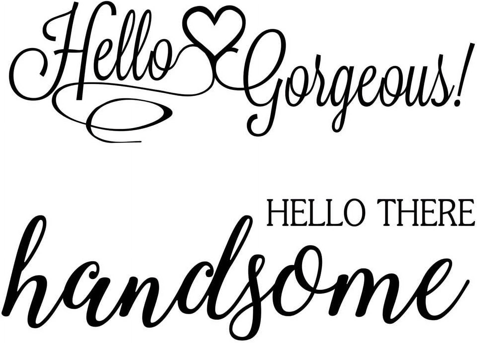 2 Decals Hello & Hello Handsome Vinyl Wall Quote Decal Sticker