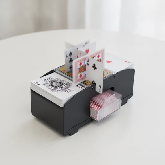 2 Deck Automatic Playing Card Shuffler, Portable Electric Tabletop Card Shuffling Machine for Family Game Night, Poker, Blackjack
