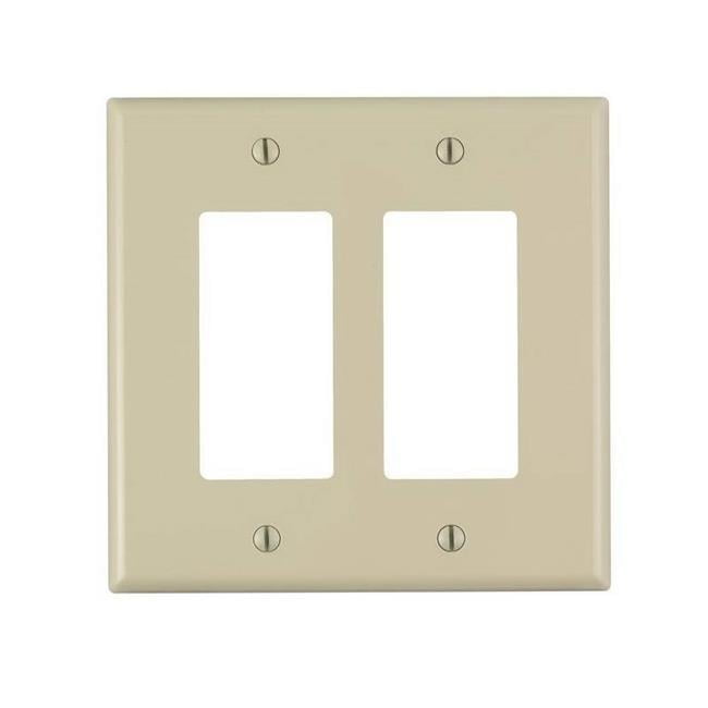 Ivory 2-Gang Thermoset Decora Wallplate with Mounting Kit