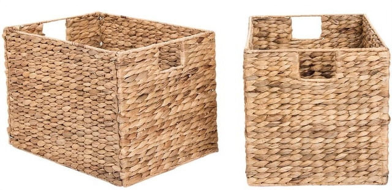 2 Decorative HandWoven Water Hyacinth Wicker Storage Basket, 16x11x11