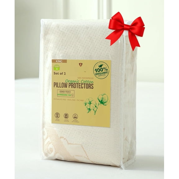 2- Deluxe Pillow Protectors - - , , Zippered Encasement, Soft Knit Fabric, Thick 280 GSM