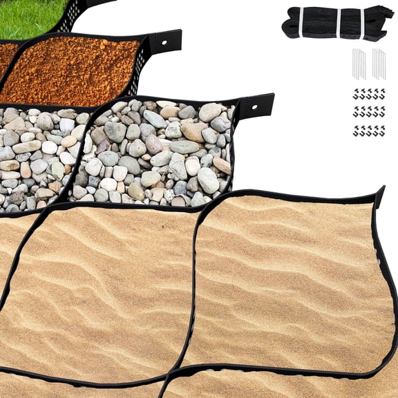 2" Depth Geo Ground Gravel Grid 16.5x4 FT with Connection Buckles & Stakes  1885 lbs/sq ft Load, Stabilization System for Driveway, Walkway, Slope, Pathway & Garden
