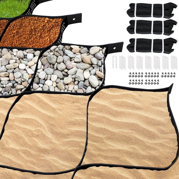 2" Depth Ground Grid 30x9.8 FT with Connection Buckles & Stakes 1885 lbs/sq ft Load, Geogrid Stabilization System for Driveway, Walkway, Slope, Pathway & Garden