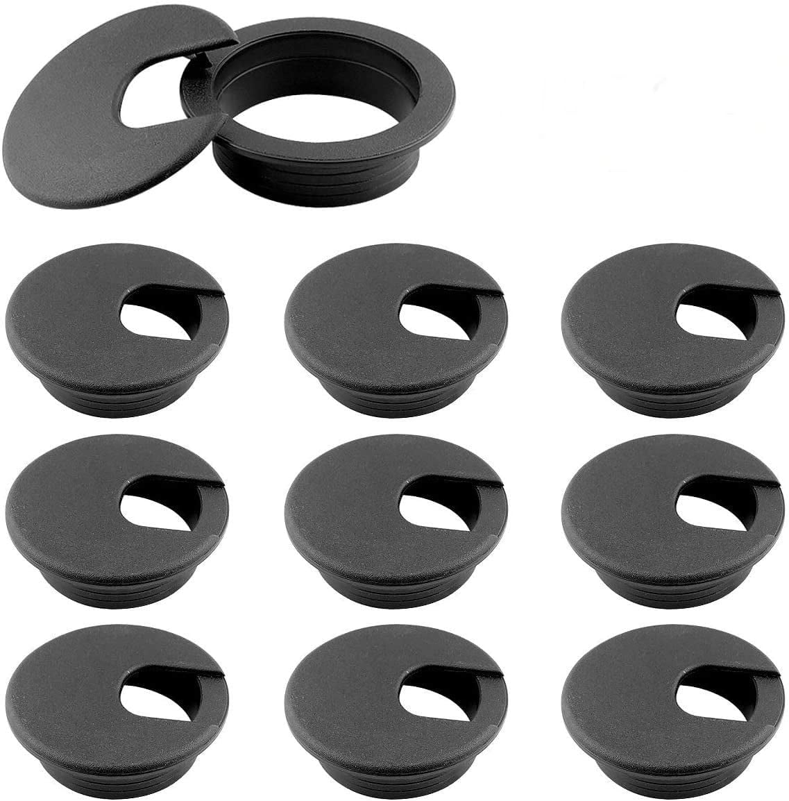 2" Desk Grommet Black(10 Pack), Wire Cable Hole Cover Plastic Wire