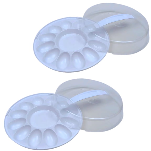 (2) Deviled Egg Carrier with Snap-On Lid, 10.375x3.5in Plastic Tray for Parties Picnics Potlucks