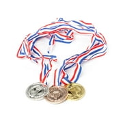 22 Ribbon Plastic Olympic Medals Set, 2 Diameter, 3 Count